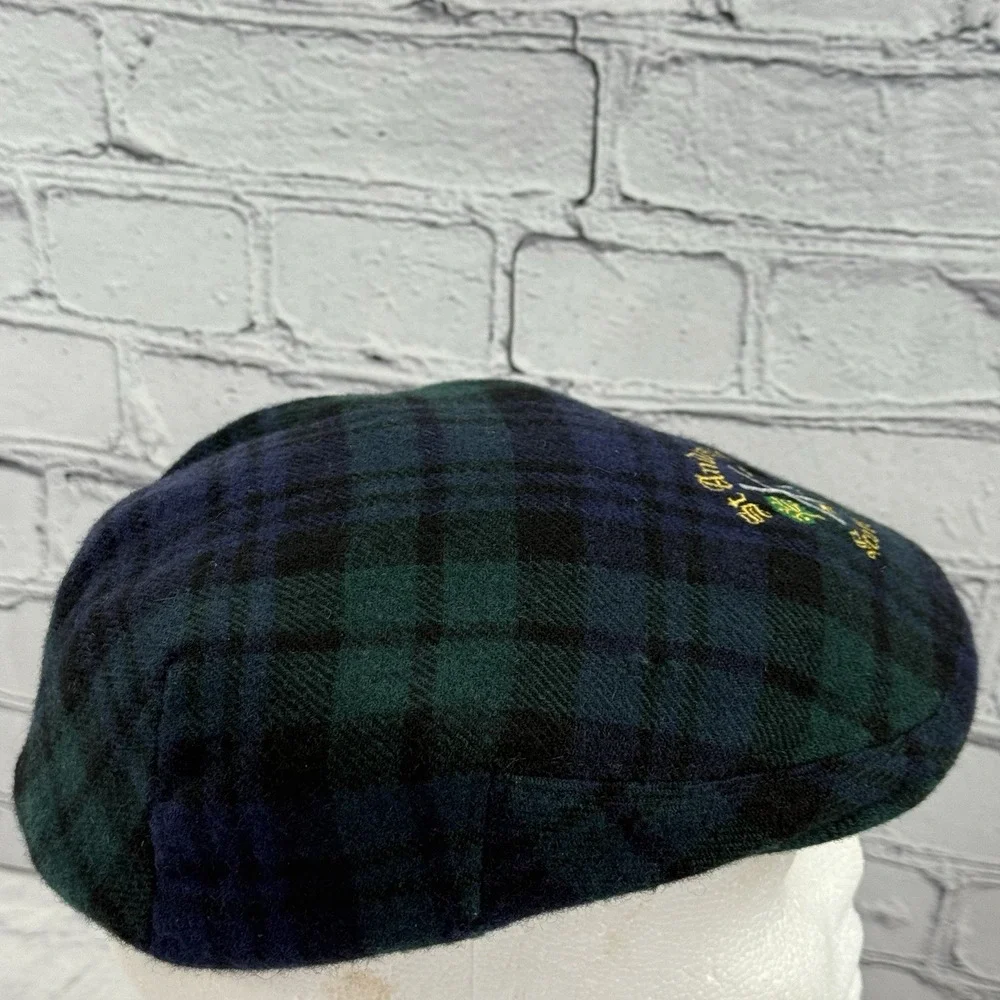 Vintage St. Andrews Cabbie Cap by David Allan Scotland S PURE Wool‎ Blackwatch